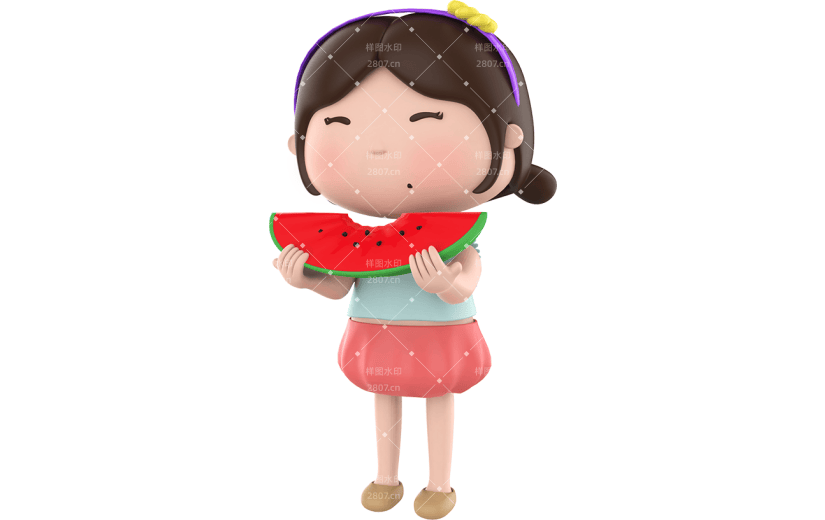 元素夏天吃西瓜小女孩人物元素