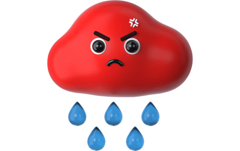 3d创意暴雨红色预警拟人云彩