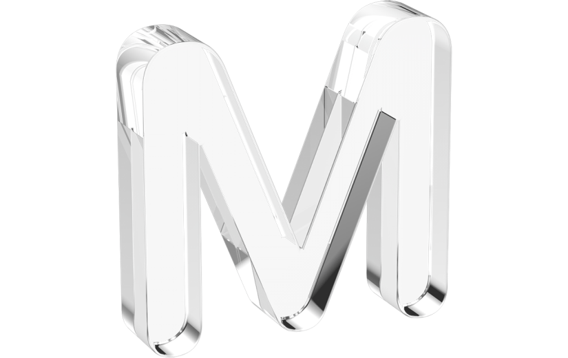 水晶3d立体数字字母m系列透明元素