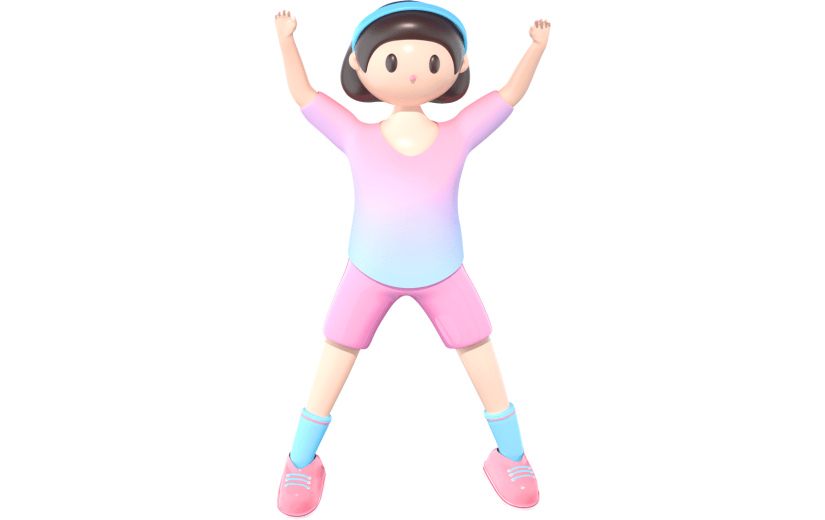 3D立体卡通跳跃女孩形象人物元素