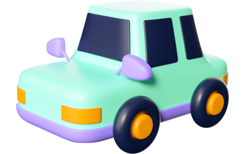 3D元素卡通出行旅游小汽车
