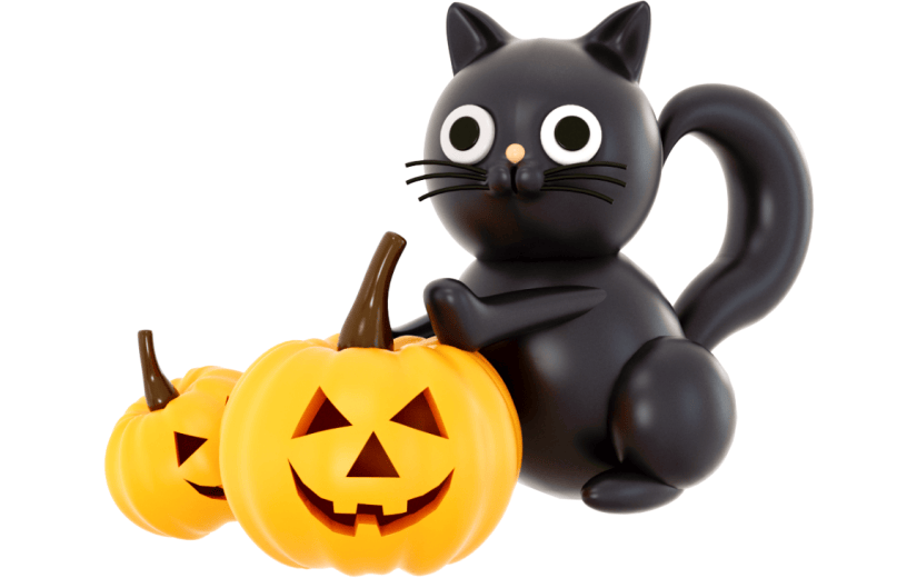 元素3D 万圣节 黑猫 南瓜
