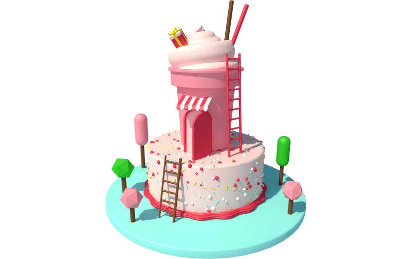 元素卡通3D冰淇淋小屋