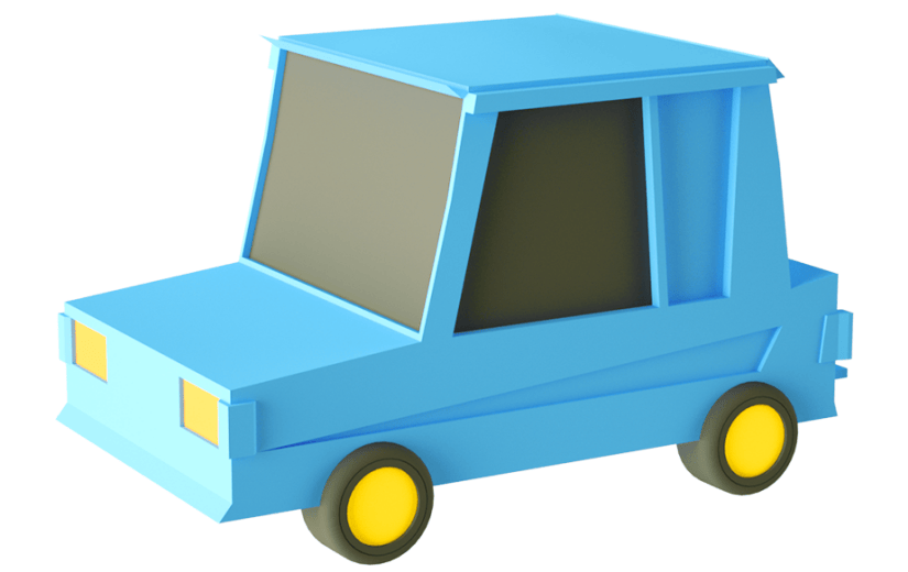 元素C4D立体蓝色卡通小轿车