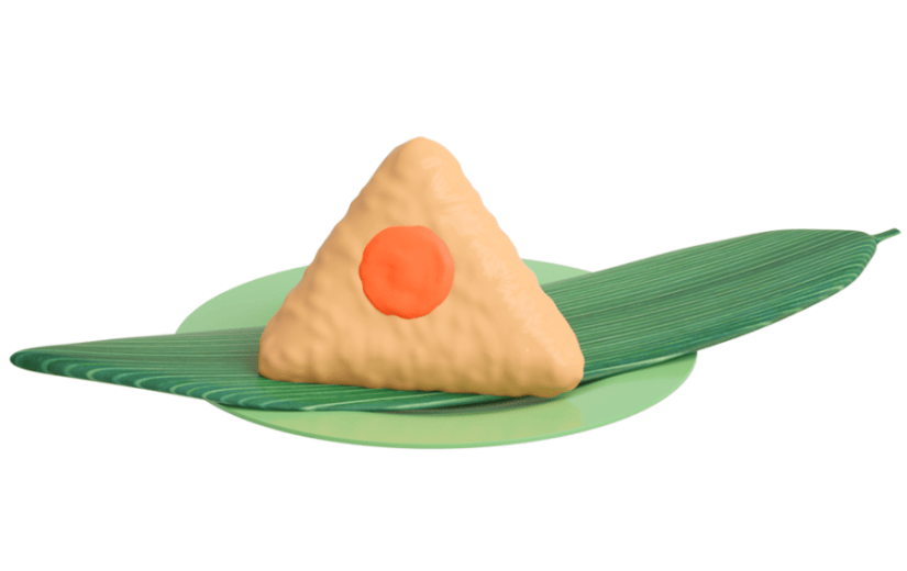 元素C4D立体绿色简约端午节粽子