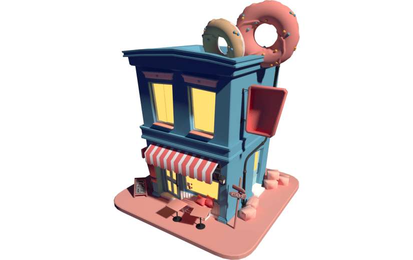 C4D卡通面包店3D元素