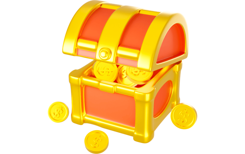 元素3D卡通宝箱金币