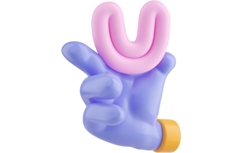 元素C4D立体蓝色卡通搞怪五官手势
