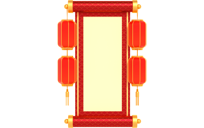 3d创意红色祥云卷轴