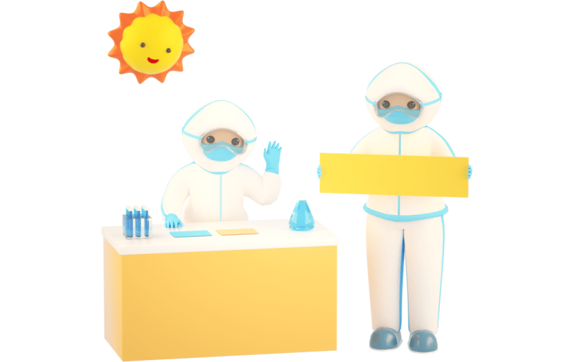 3D立体卡通创意高温工作者烈日下医护人员元素