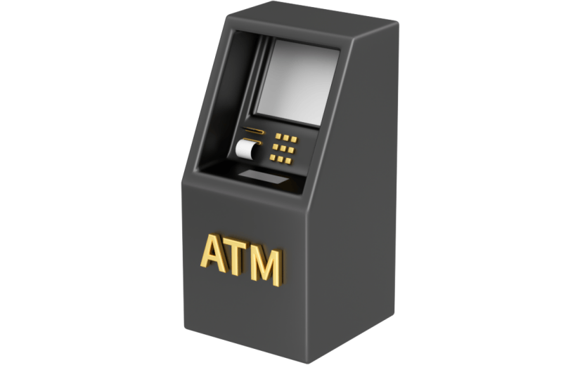 元素3D立体黑金卡通ATM机存钱取钱