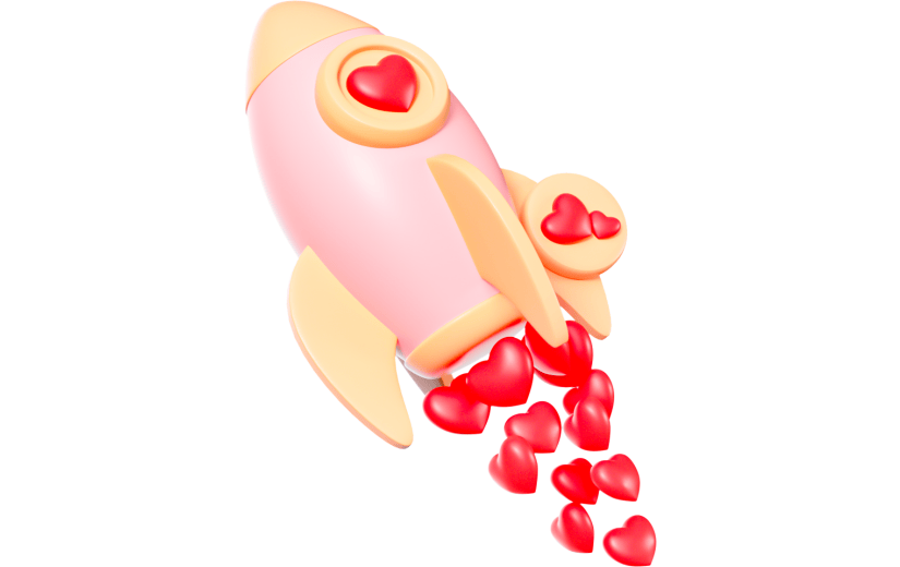 3D元素卡通情人节恋爱爱心火箭