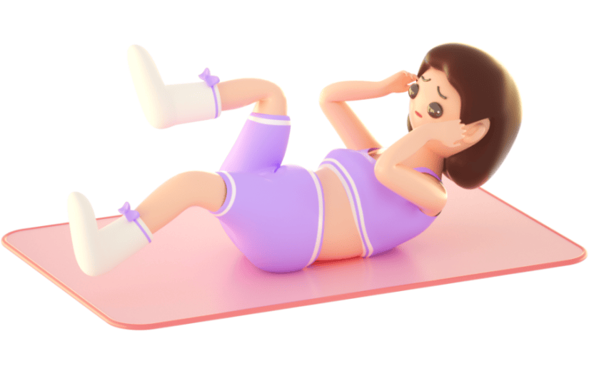 3D立体卡通创意做瑜伽的女孩人物元素