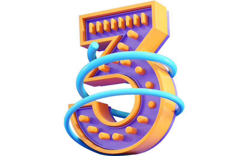 紫色时尚新年倒计时3D元素