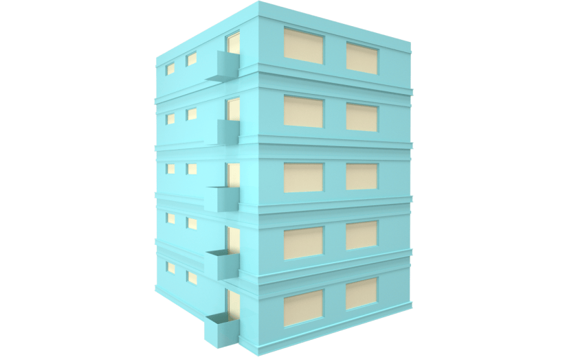 c4d清新创意游乐园青色大楼3d元素