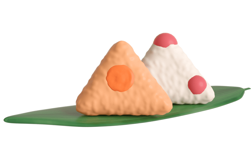 元素C4D立体橙色卡通端午节粽子