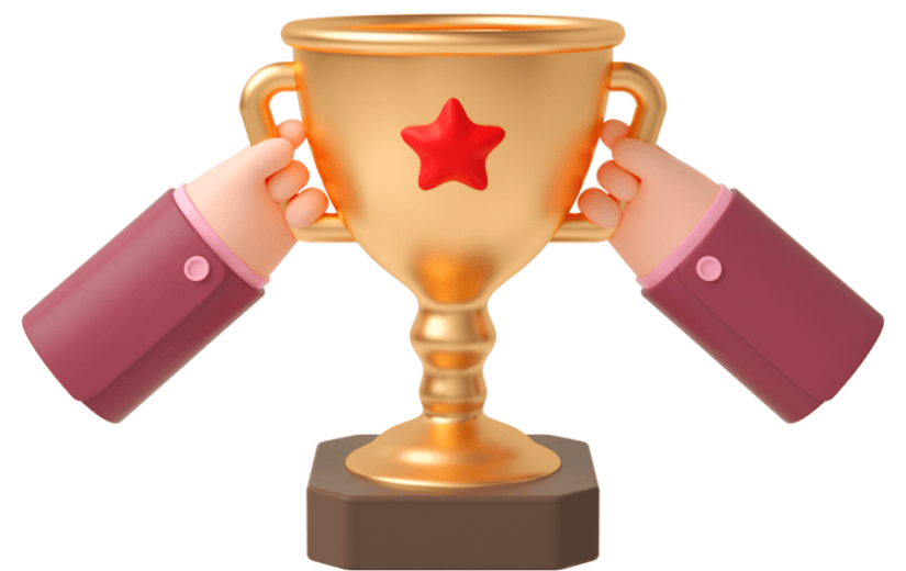 元素C4D立体金色卡通手拿奖杯