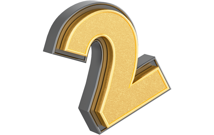 元素3D立体黑金艺术字数字2