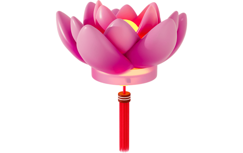 元素3D卡通中秋莲花灯