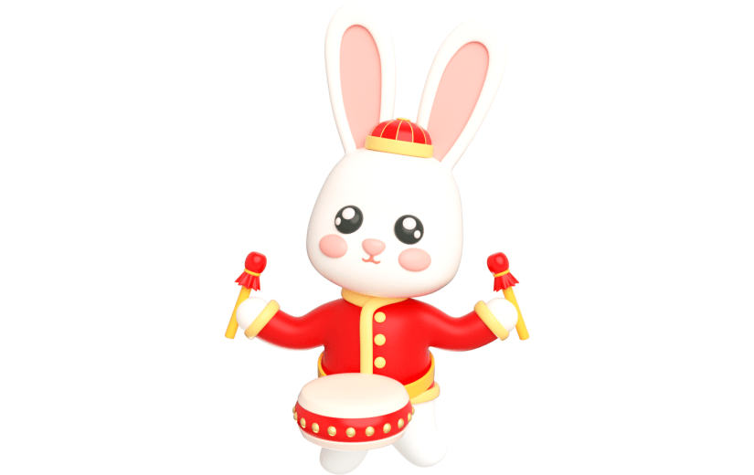 元素卡通3D新年兔子