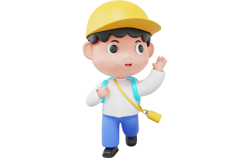 学生背书包上学3D渲染学生元素