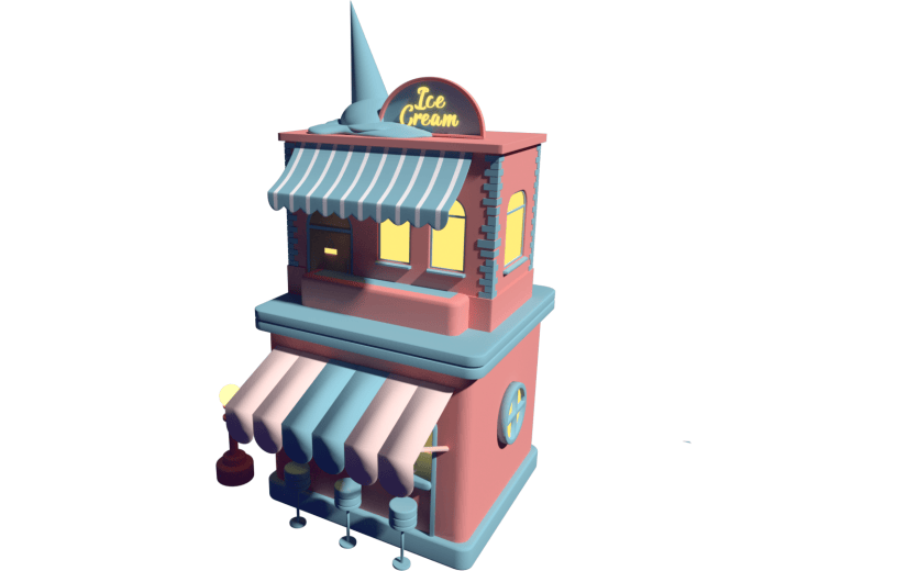 C4D卡通雪糕店3D元素