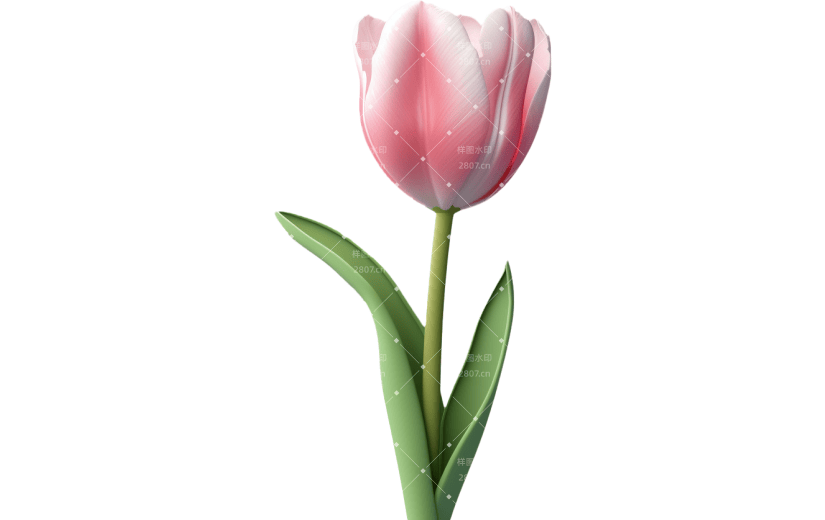 元素3D立体一支卡通郁金香