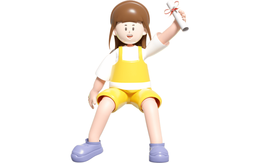 卡通风毕业季女孩3D元素