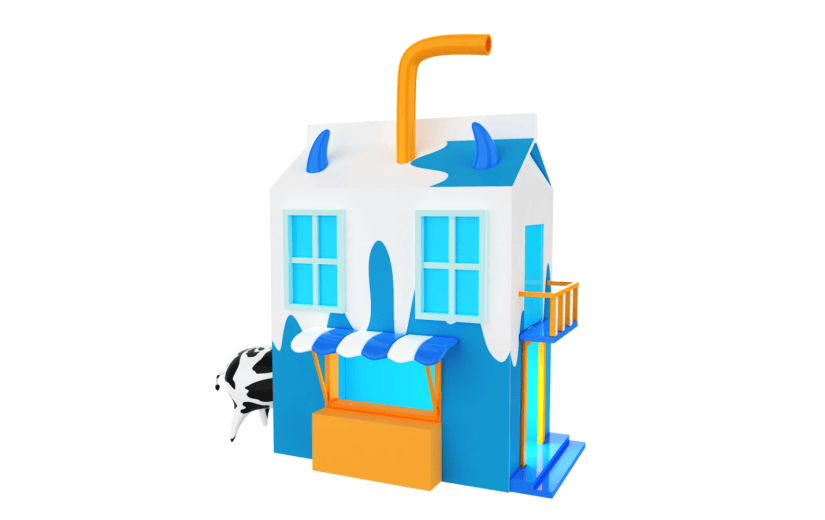 元素3D立体牛奶盒小屋