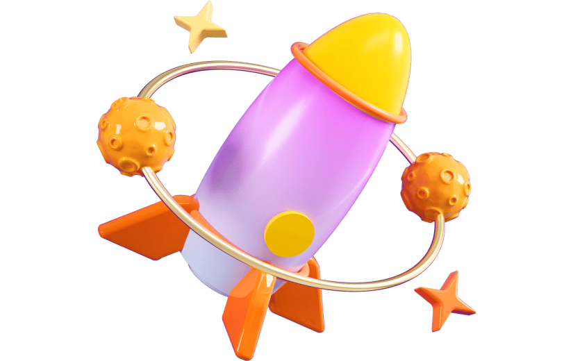 紫色渐变风小飞机星球3D元素