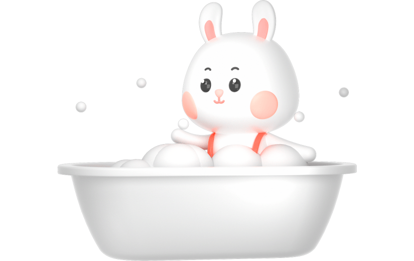 C4D小兔子泡澡泡泡浴3D元素