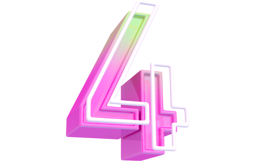 元素卡通3D倒计时数字4