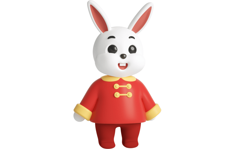 元素C4D立体红色卡通兔子