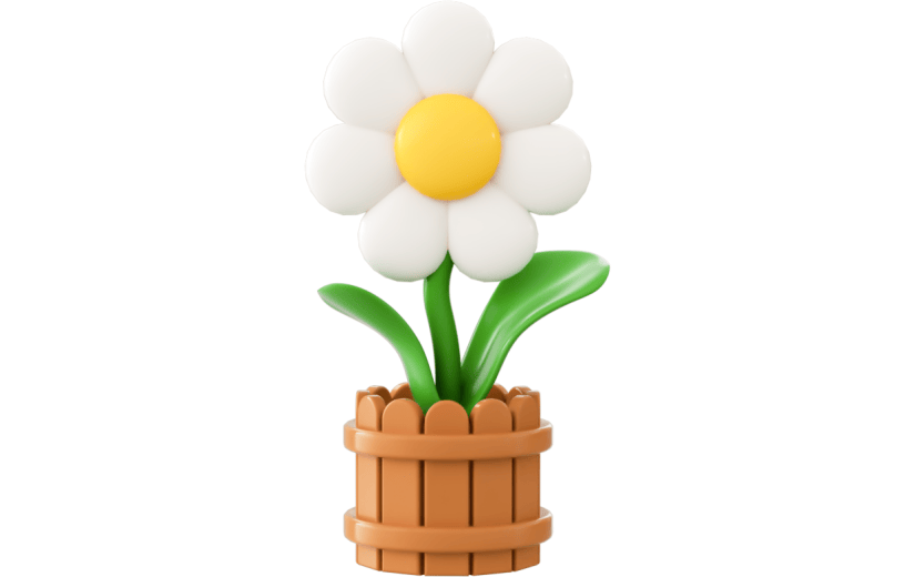 元素3D卡通鲜花盆栽