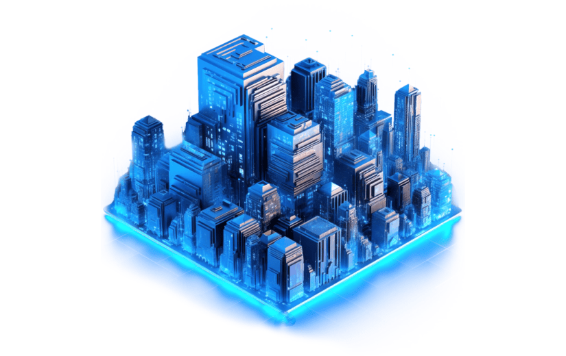 3D风格科技城市楼房宣传3D元素