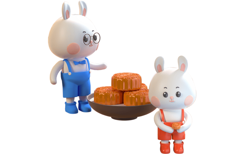 中国风中秋节赏月3D元素