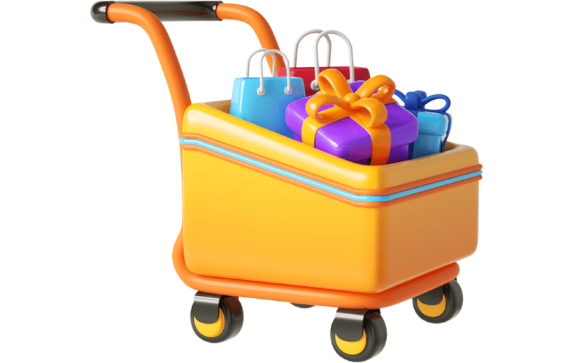 元素C4D立体黄色卡通购物车