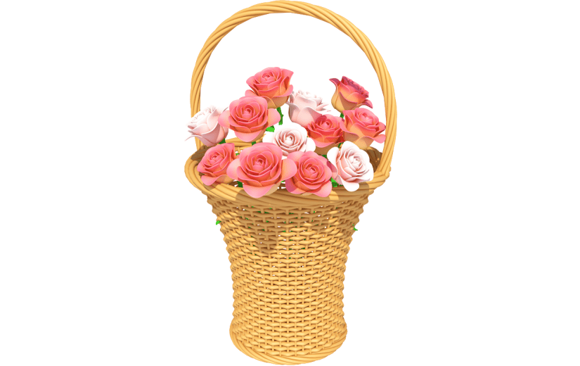 元素卡通3D玫瑰花篮