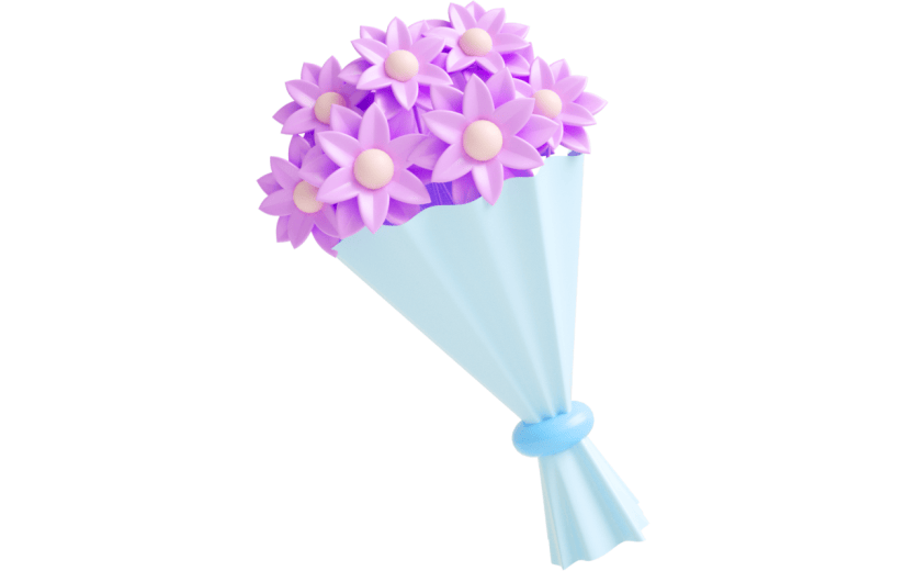 元素C4D立体粉色卡通花束