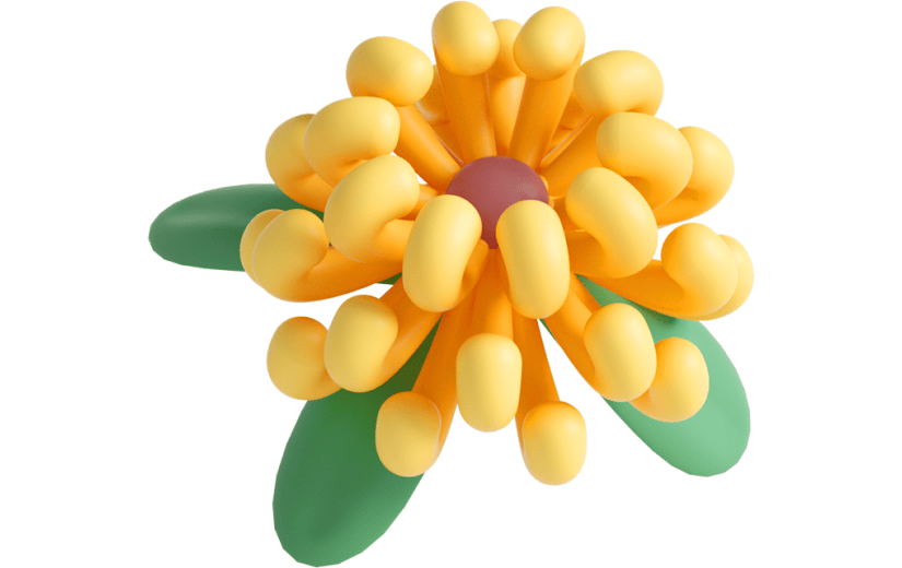 元素C4D立体黄色卡通菊花