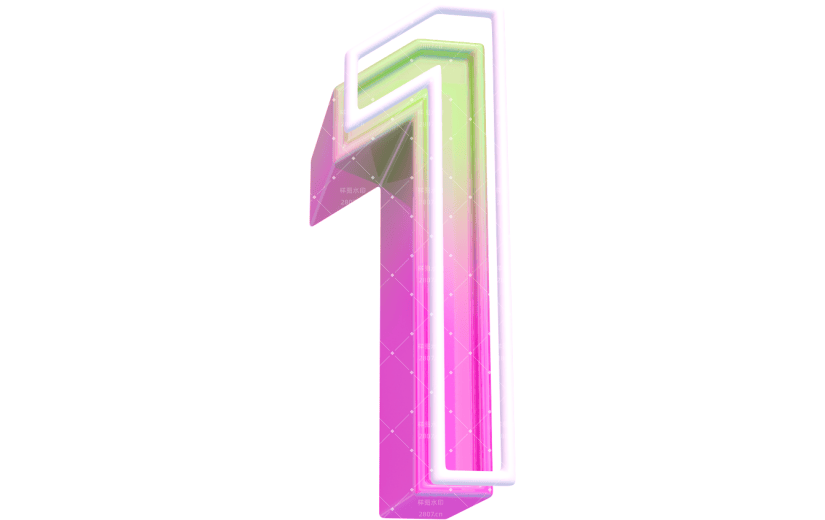 元素卡通3D倒计时数字1