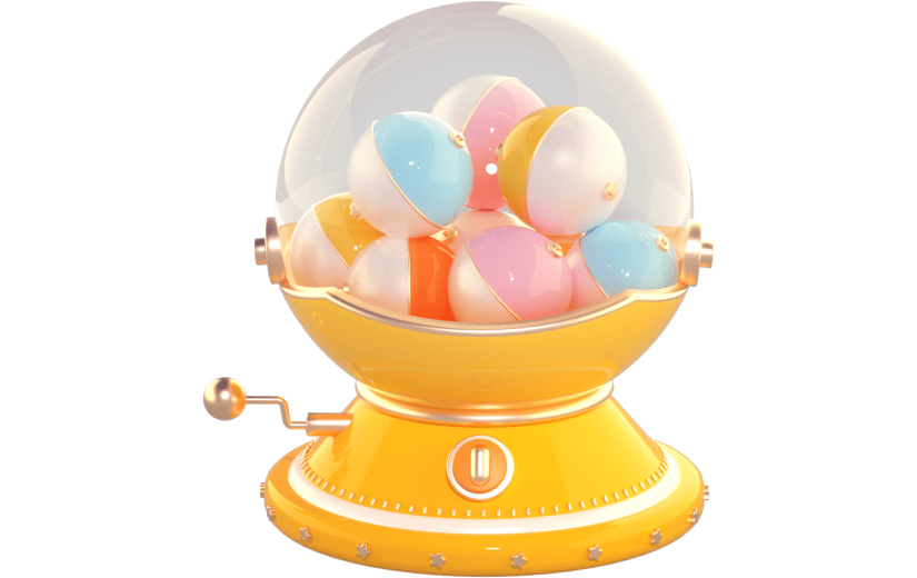 3D立体卡通创意抽奖扭蛋机促销活动元素