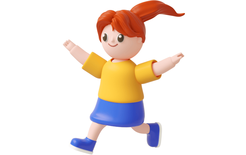 元素C4D立体黄色卡通飞奔的小女孩