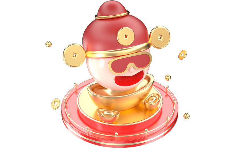 兔年创意喜庆元素召唤财神爷3D元素