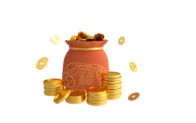 福袋金币堆积c4d元素
