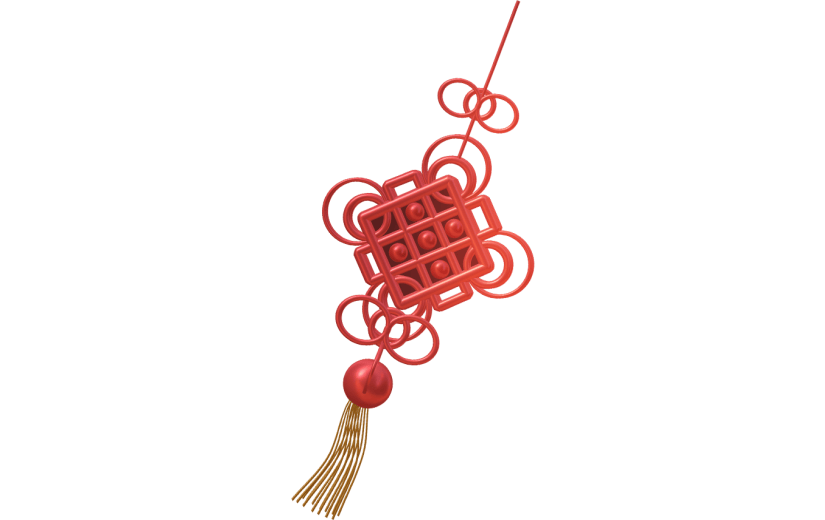 红色中国结3D元素