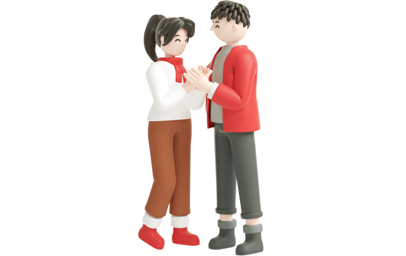 元素C4D立体红色卡通情侣