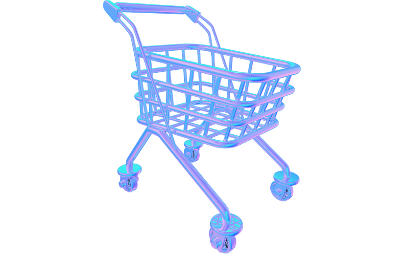 元素卡通3D质感购物车