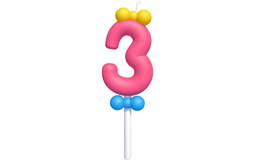 元素卡通3D数字生日蜡烛