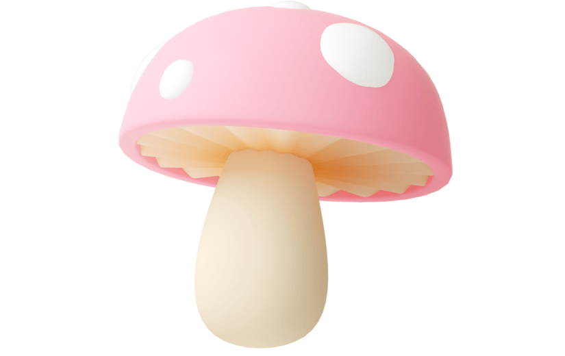 元素C4D立体粉色卡通蘑菇
